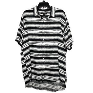 Michael Kors 100% Linen Short Sleeve Striped Button Down Shirts Size XXL